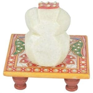 Vincraft Marble Chowki Ganesh Idol (10 cm x 10 cm x 9 cm, Set of 2)