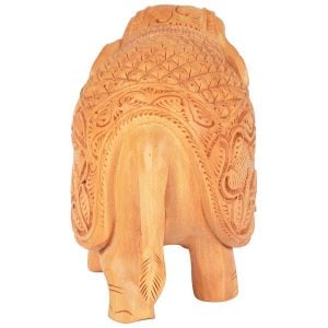 Vincraft Wood Elephant Figurine (13 cm x 8 cm x 10 cm, Brown, Set of 2)