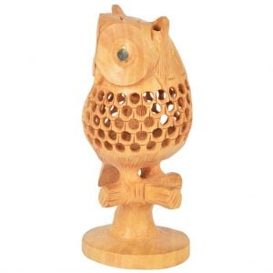 Vincraft Wood Owl Figurine (6 cm x 5 cm x 13 cm, Brown)