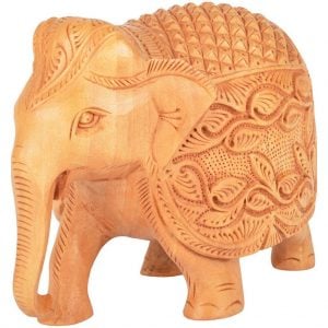 Vincraft Wood Elephant Figurine (13 cm x 8 cm x 10 cm, Brown, Set of 2)