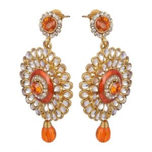 Orange Kundan Earrings