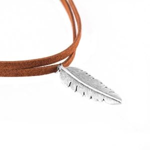 Feather Choker Charm Necklace