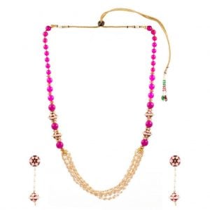 Ethnic Pink Beaded Necklace