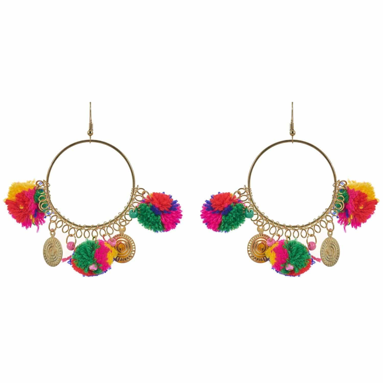 KMVEXO POM POM Women Hanging Pendientes Jewelry Tassel Bohemian Drop Earrings  Colorful Summer Beach Female Long Earrings 2023