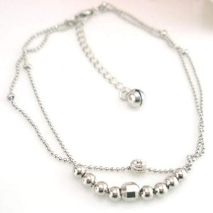 Simple Silver Double Layer Anklet